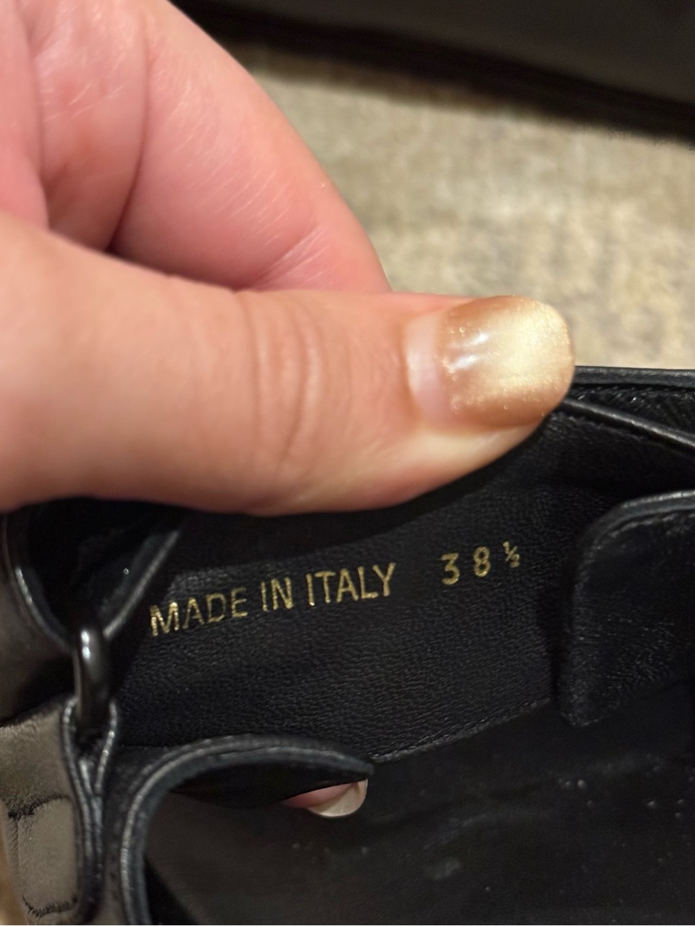 Prada Women’s Black Leather Dual-Strap Sandals with Gold Logo - Picture 4 of 8